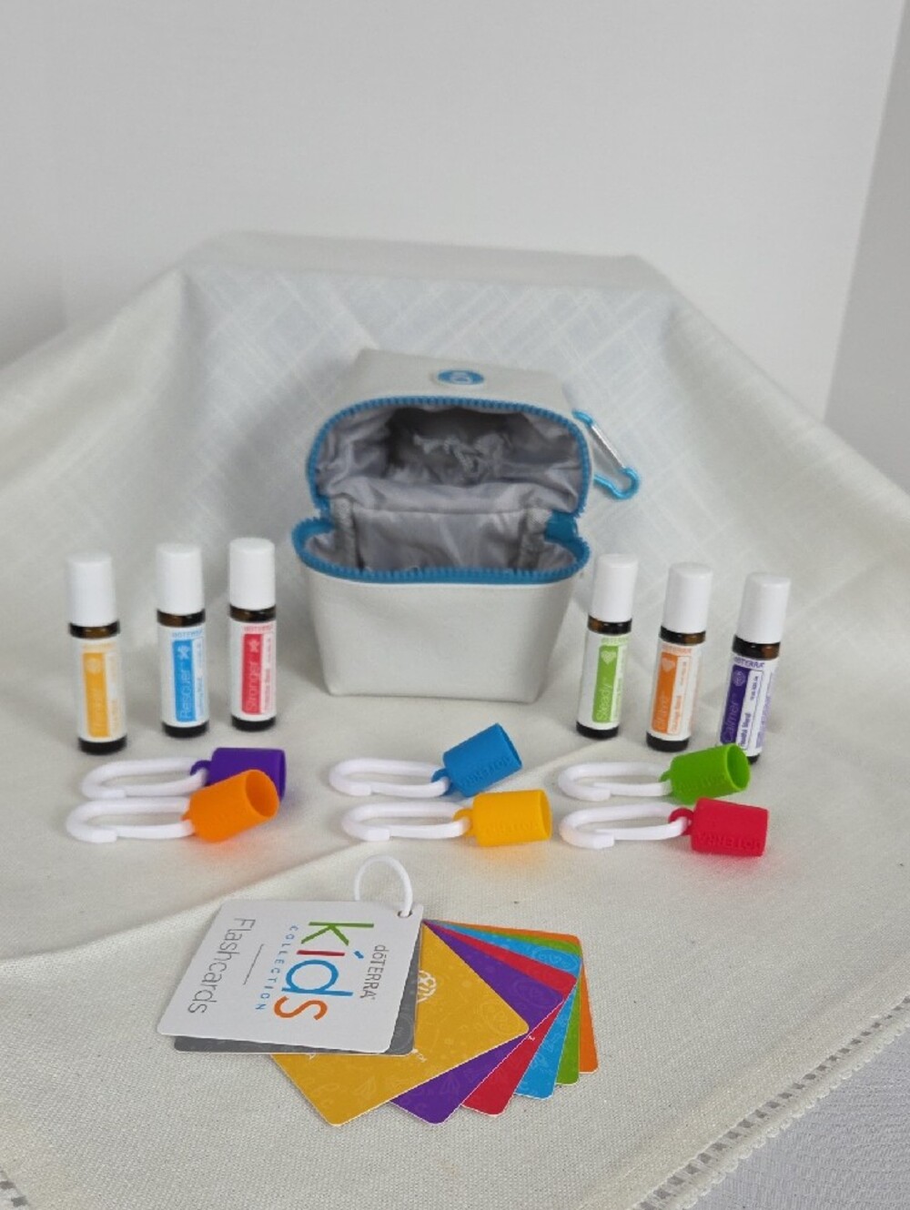 doTERRA Kids Collection White Carry Case with Multi-Color Clips & Roller Bottles - Picture 2 of 3